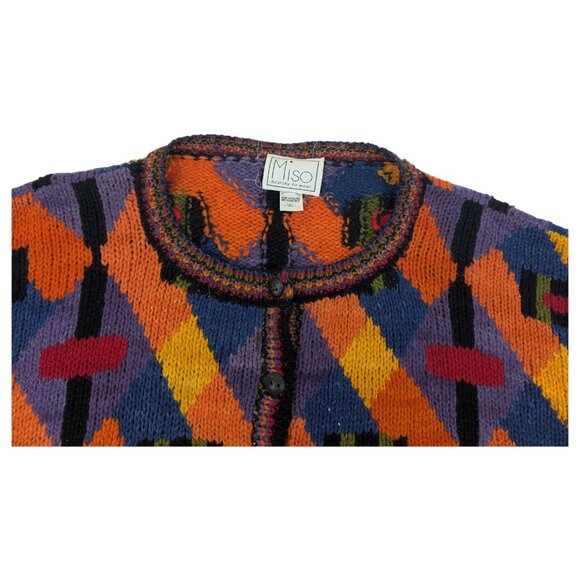 Miso Healthy To Wear Cardigan Sweater 90s Grunge Distressed Womens Size M/L - Picture 4 of 11